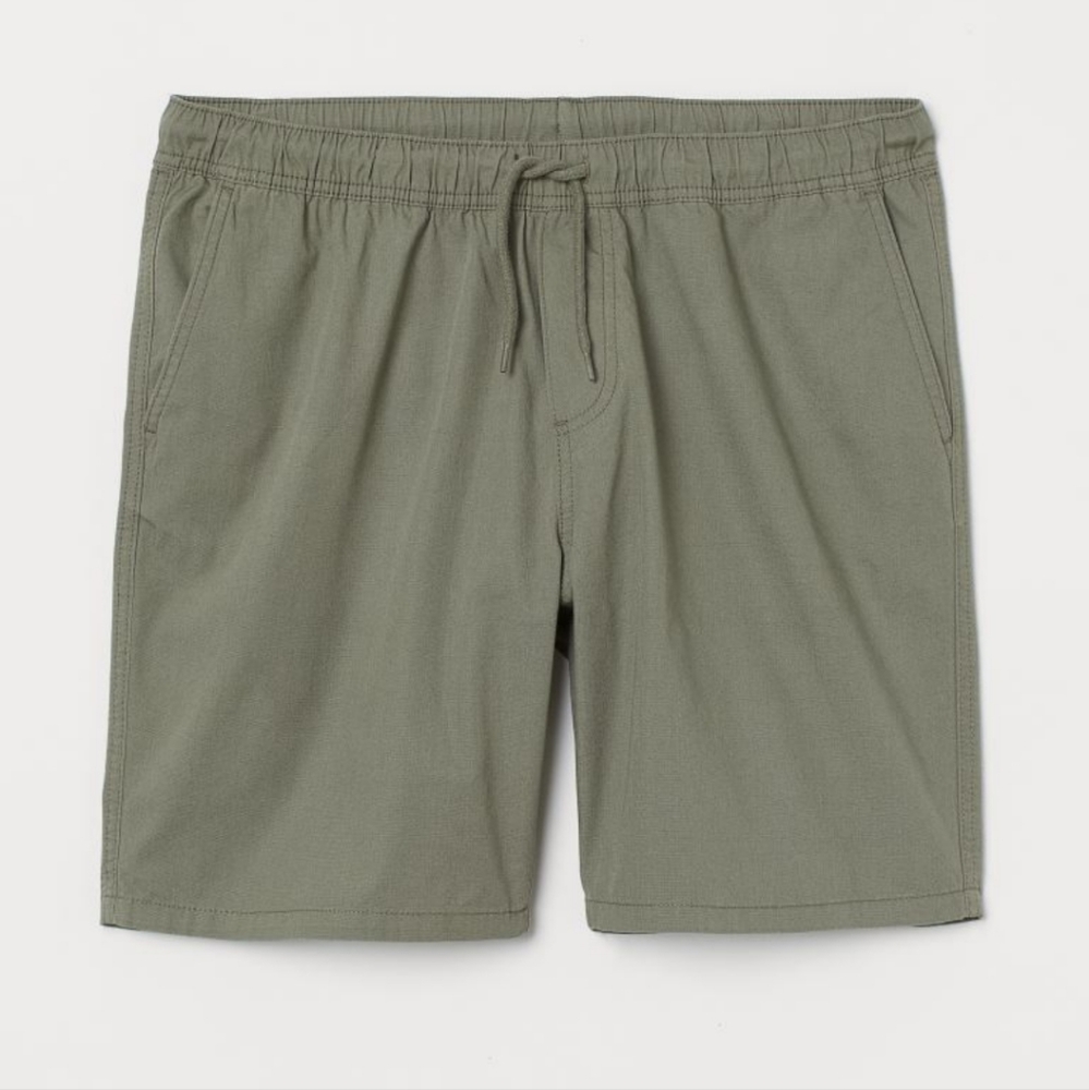 H&M Green Khaki Pant Shorts US XL Tie Waist Summer Camping Fishing
